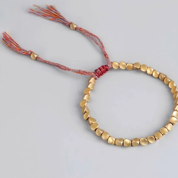 ๐ ๐ Tibetan Buddhist Copper Beaded Rope Bracelet - Picture 3 of 6
